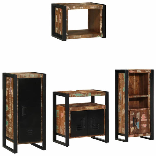 vidaXL Bathroom Furniture Set with Drawer 4 pcs Solid Reclaim Wood