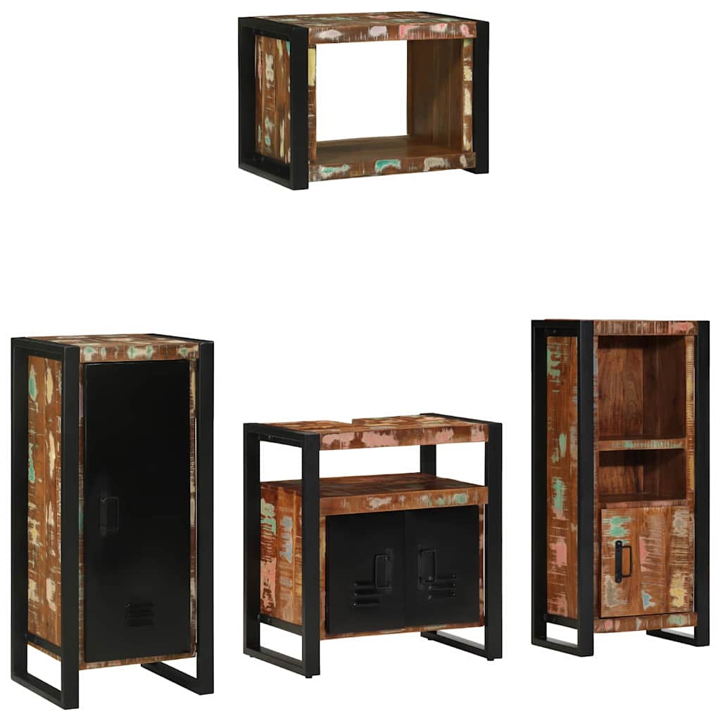 vidaXL Bathroom Furniture Set with Drawer 4 pcs Solid Reclaim Wood