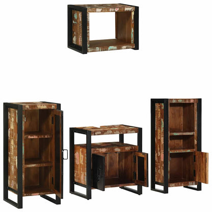 vidaXL Bathroom Furniture Set with Drawer 4 pcs Solid Reclaim Wood