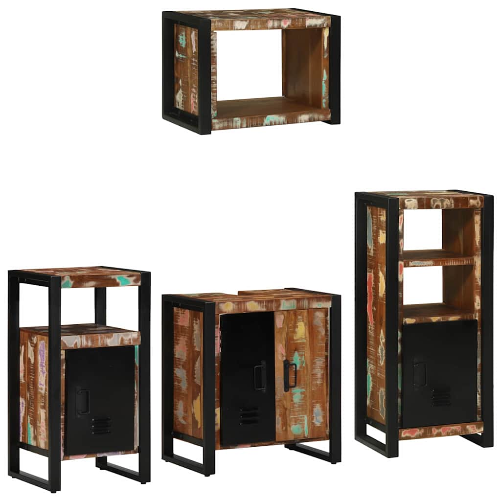 vidaXL Bathroom Furniture Set with Drawer 4 pcs Solid Reclaim Wood