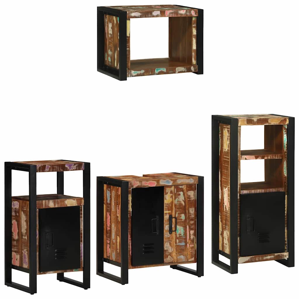 vidaXL Bathroom Furniture Set with Drawer 4 pcs Solid Reclaim Wood