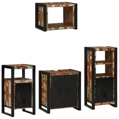 vidaXL Bathroom Furniture Set with Drawer 4 pcs Solid Reclaim Wood