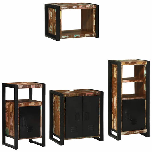 vidaXL Bathroom Furniture Set with Drawer 4 pcs Solid Reclaim Wood