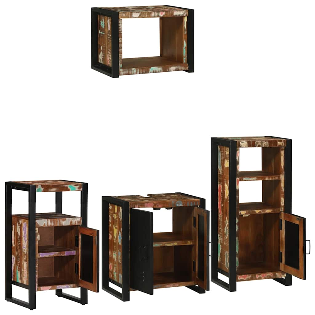 vidaXL Bathroom Furniture Set with Drawer 4 pcs Solid Reclaim Wood