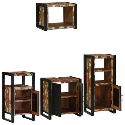 vidaXL Bathroom Furniture Set with Drawer 4 pcs Solid Reclaim Wood