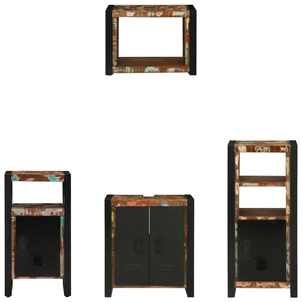 vidaXL Bathroom Furniture Set with Drawer 4 pcs Solid Reclaim Wood