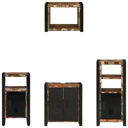 vidaXL Bathroom Furniture Set with Drawer 4 pcs Solid Reclaim Wood