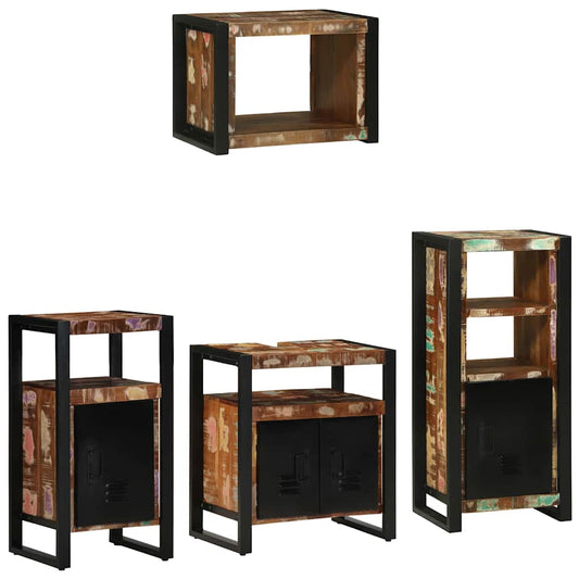 vidaXL Bathroom Furniture Set with Drawer 4 pcs Solid Reclaim Wood