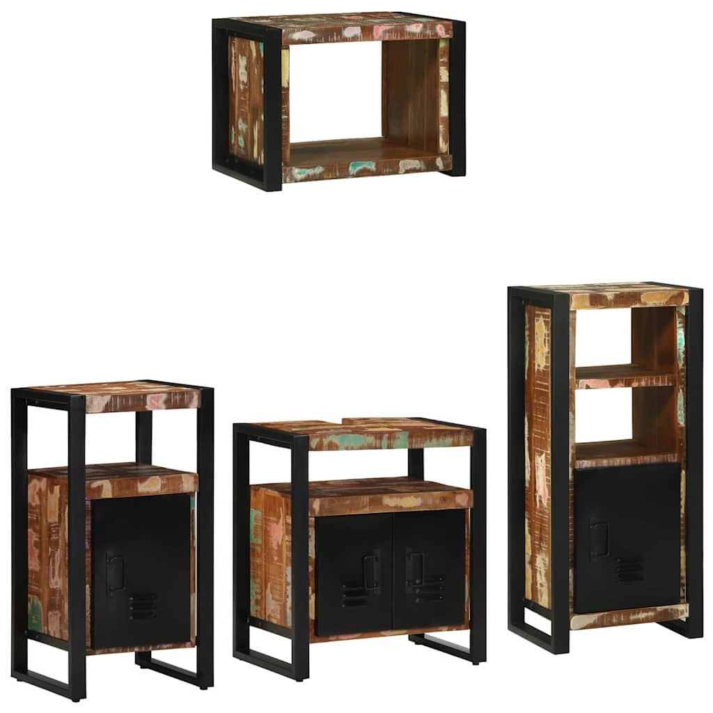 vidaXL Bathroom Furniture Set with Drawer 4 pcs Solid Reclaim Wood