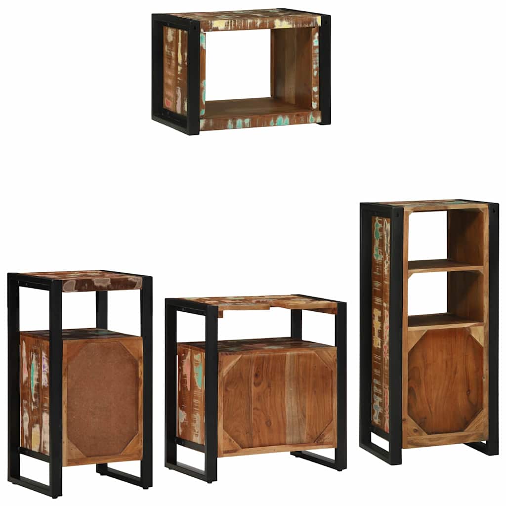 vidaXL Bathroom Furniture Set with Drawer 4 pcs Solid Reclaim Wood