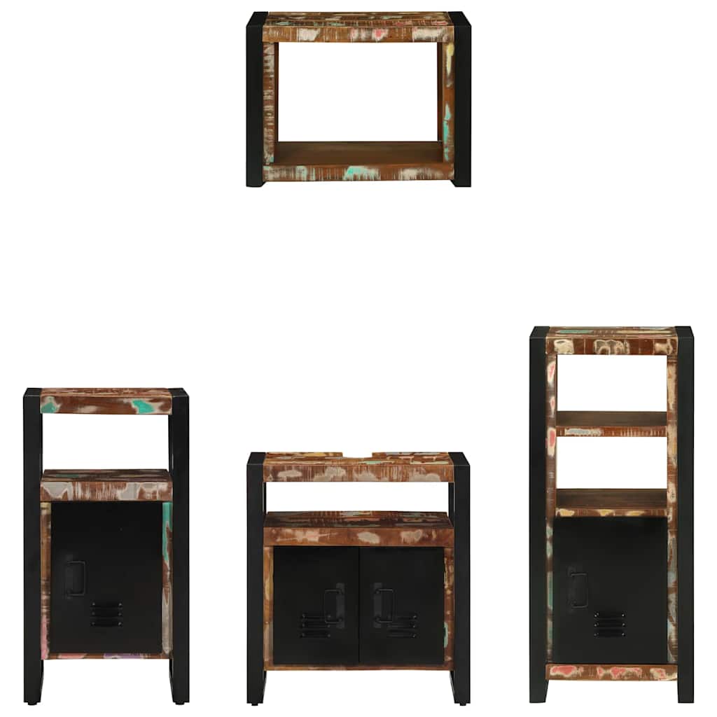 vidaXL Bathroom Furniture Set with Drawer 4 pcs Solid Reclaim Wood