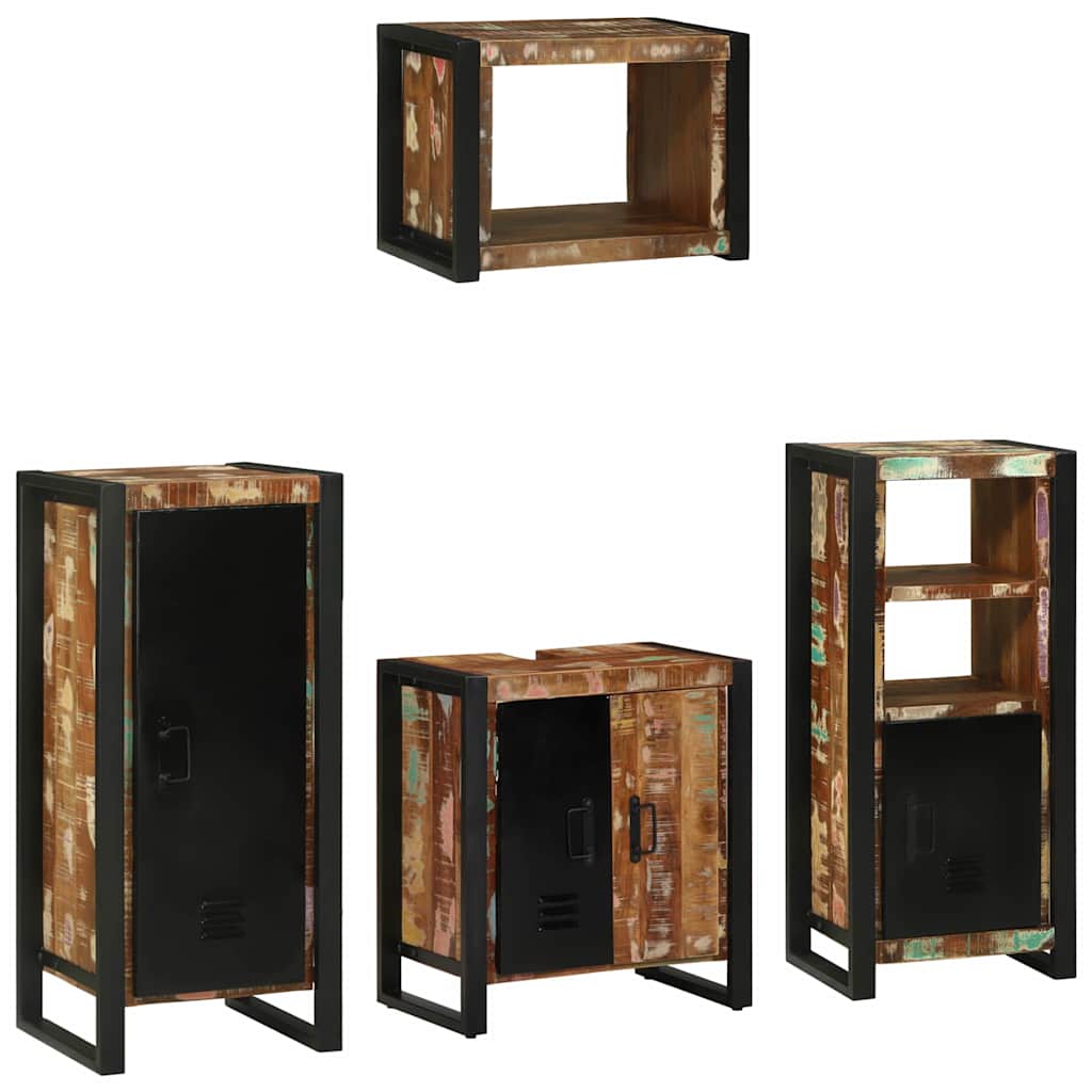 vidaXL Bathroom Furniture Set with Drawer 4 pcs Solid Reclaim Wood