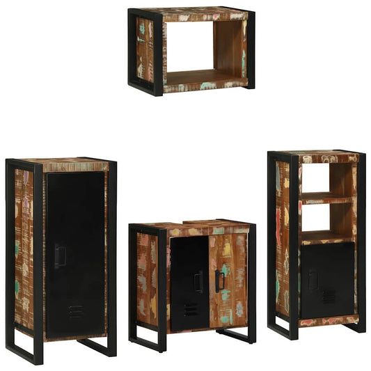 vidaXL Bathroom Furniture Set with Drawer 4 pcs Solid Reclaim Wood
