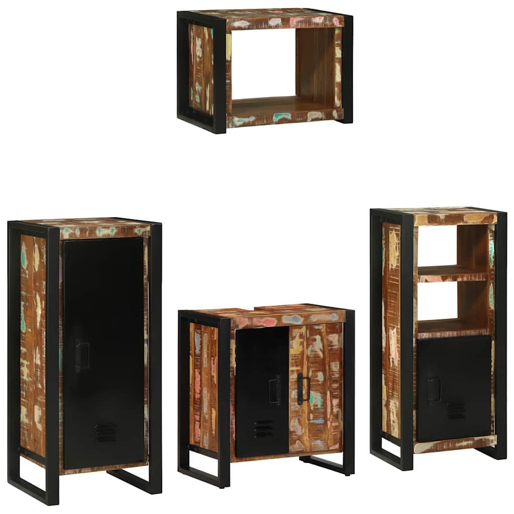 vidaXL Bathroom Furniture Set with Drawer 4 pcs Solid Reclaim Wood