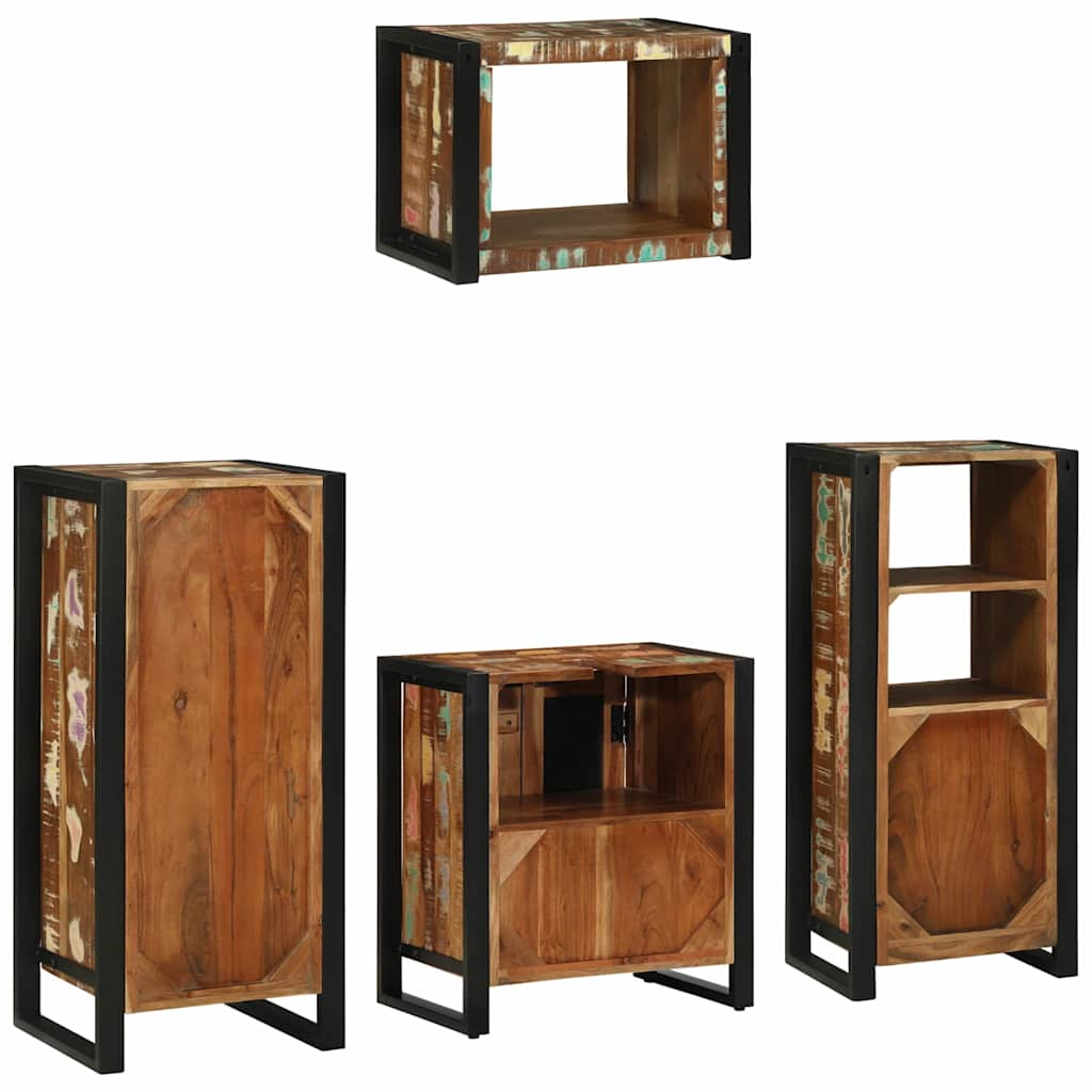 vidaXL Bathroom Furniture Set with Drawer 4 pcs Solid Reclaim Wood