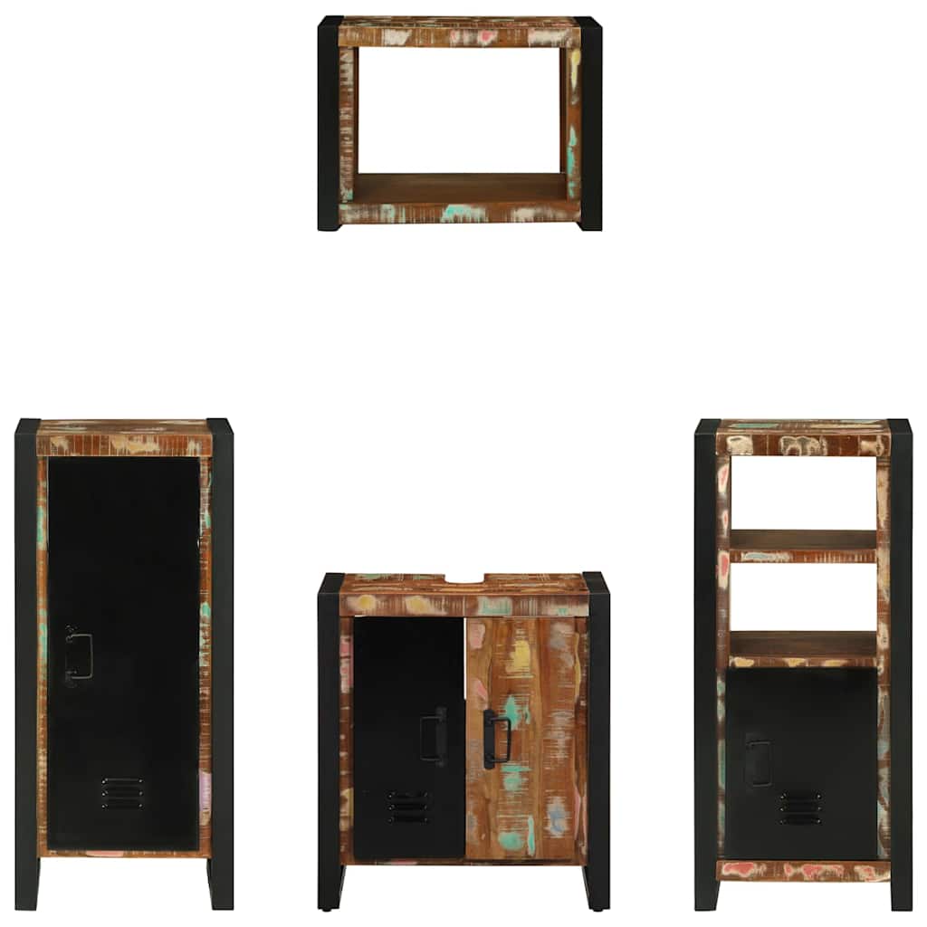 vidaXL Bathroom Furniture Set with Drawer 4 pcs Solid Reclaim Wood