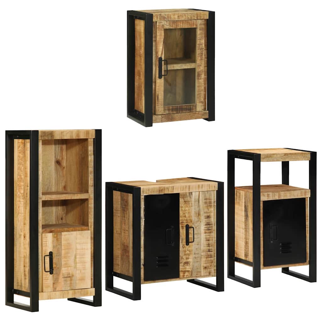 vidaXL Bathroom Furniture Set 4 pcs Brown Soild Mango Wood