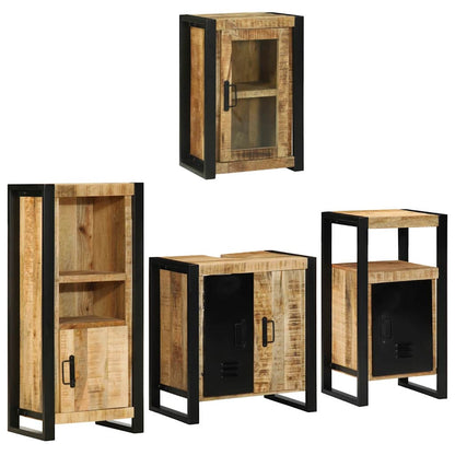 vidaXL Bathroom Furniture Set 4 pcs Brown Soild Mango Wood