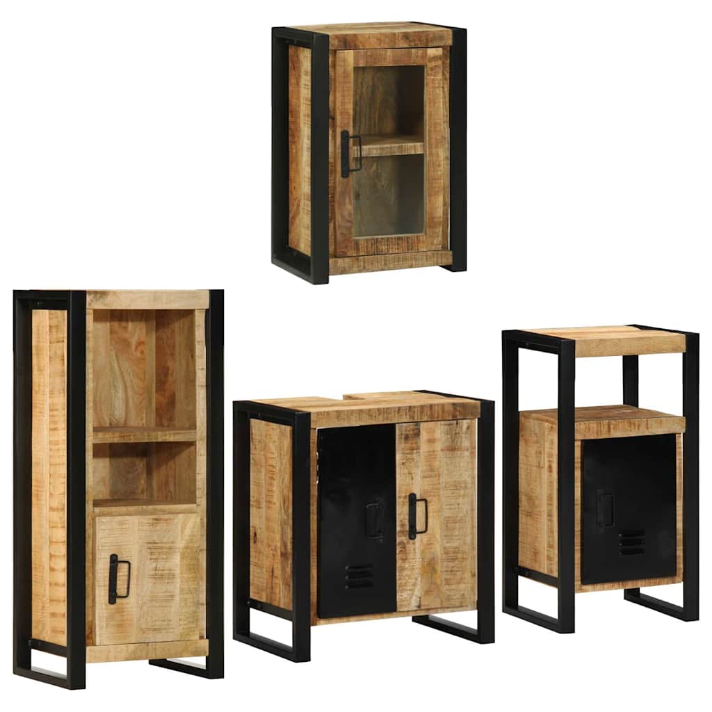 vidaXL Bathroom Furniture Set 4 pcs Brown Soild Mango Wood