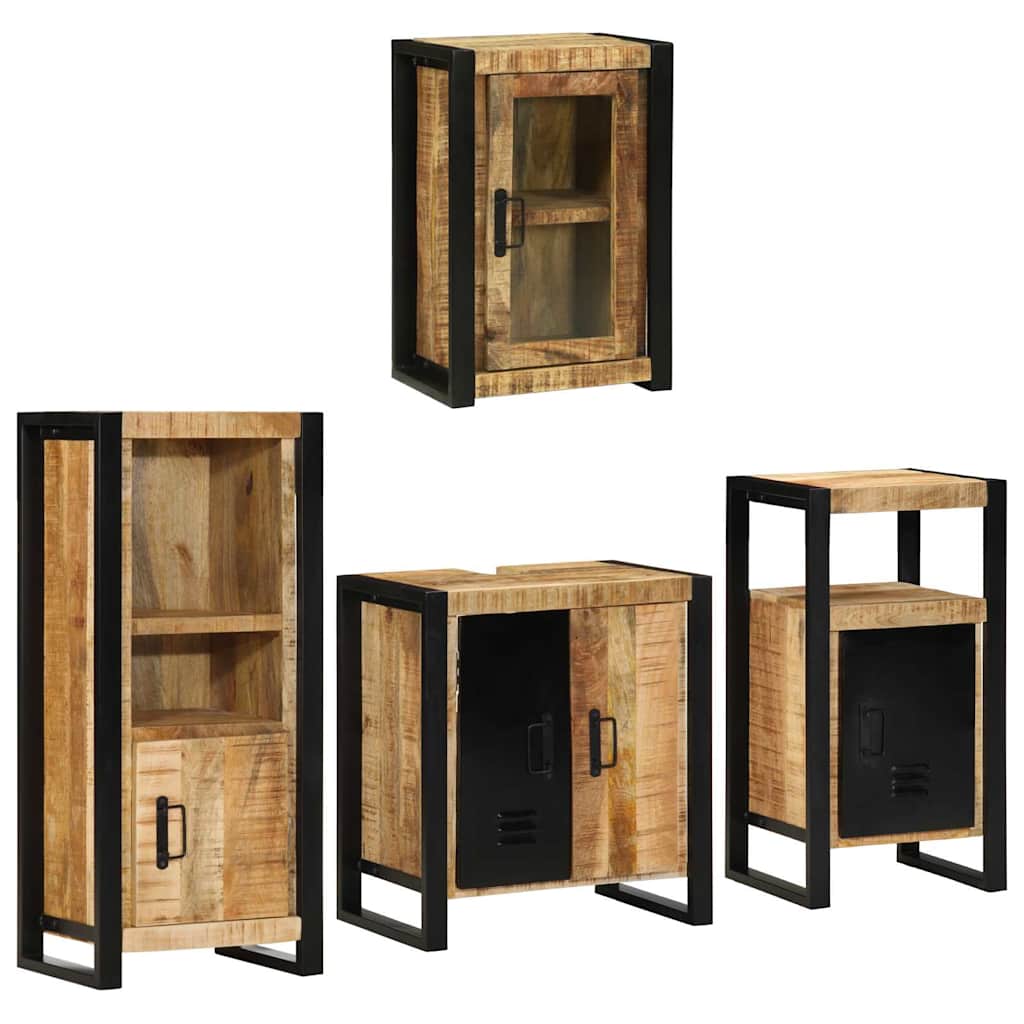 vidaXL Bathroom Furniture Set 4 pcs Brown Soild Mango Wood