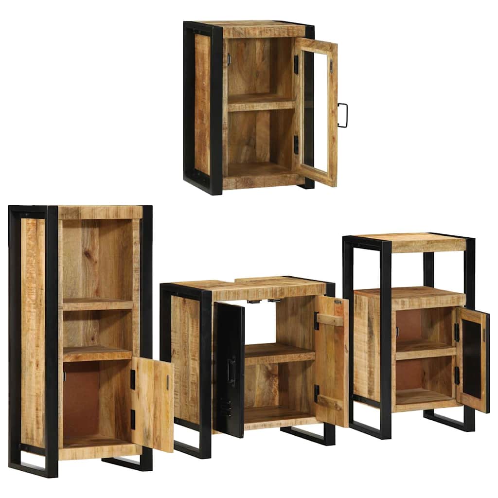 vidaXL Bathroom Furniture Set 4 pcs Brown Soild Mango Wood