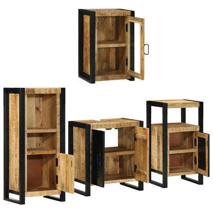 vidaXL Bathroom Furniture Set 4 pcs Brown Soild Mango Wood
