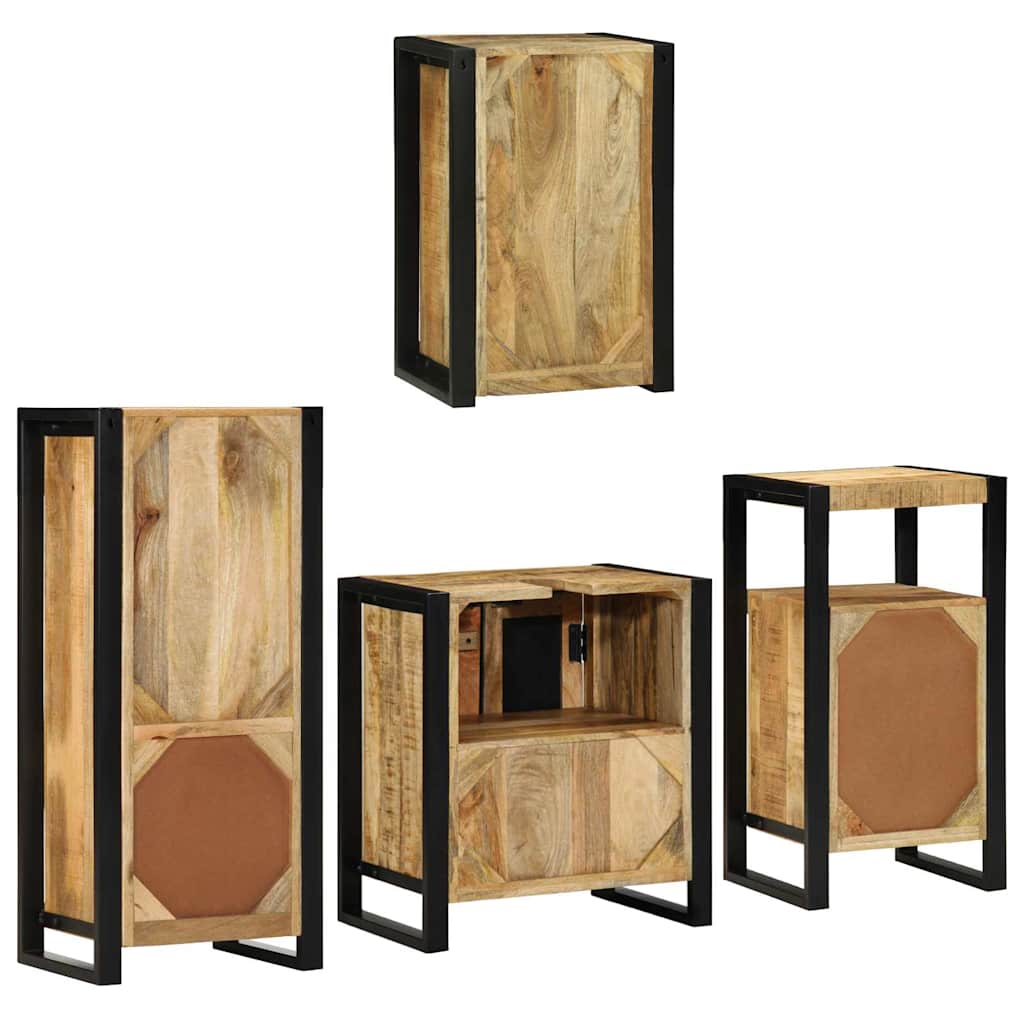 vidaXL Bathroom Furniture Set 4 pcs Brown Soild Mango Wood