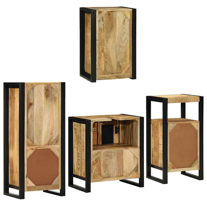 vidaXL Bathroom Furniture Set 4 pcs Brown Soild Mango Wood