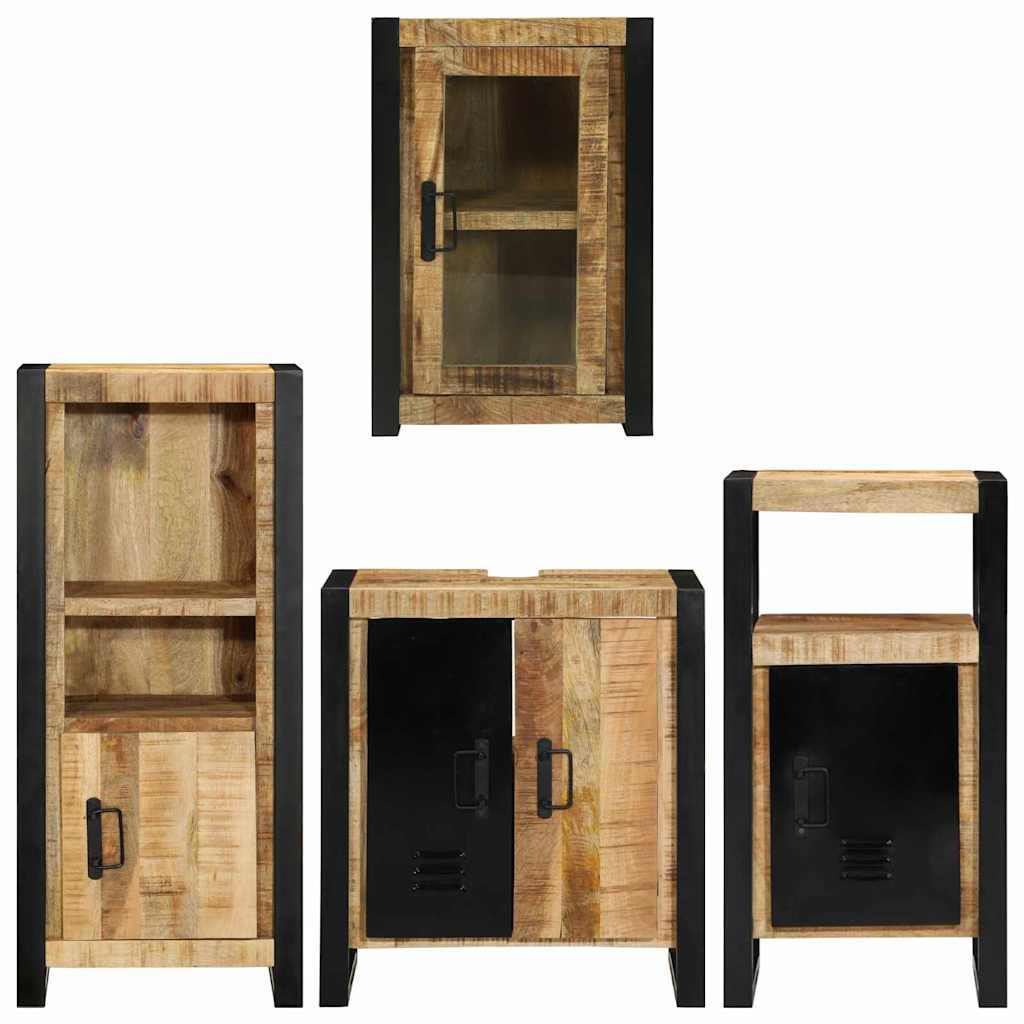 vidaXL Bathroom Furniture Set 4 pcs Brown Soild Mango Wood