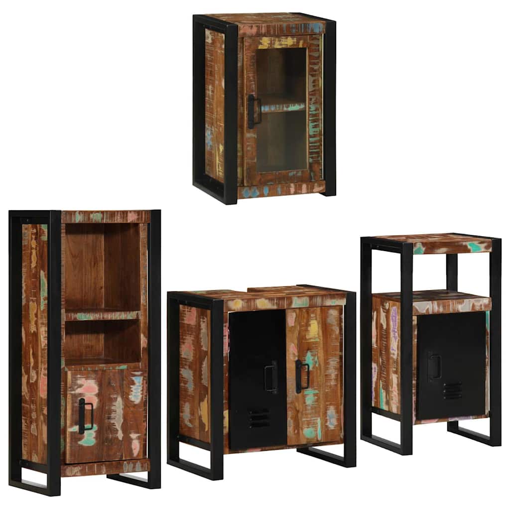 vidaXL Bathroom Furniture Set 4 pcs Multicolour Solid Reclaimed Wood