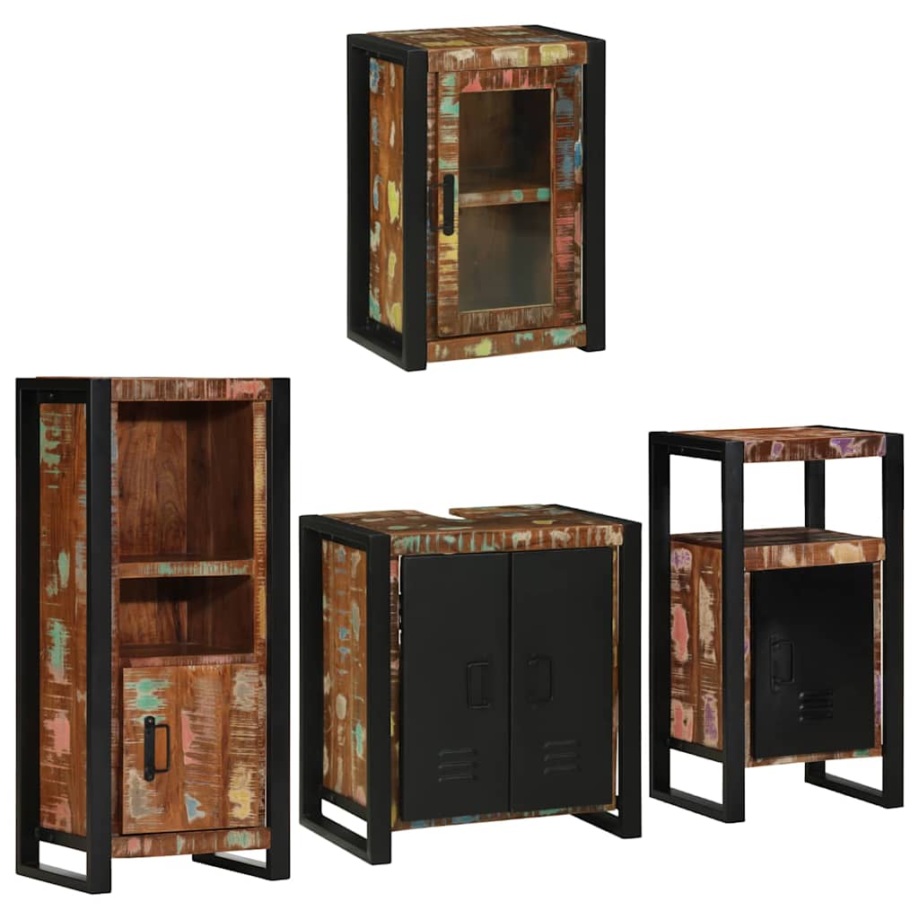 vidaXL Bathroom Furniture Set 4 pcs Multicolour Solid Reclaimed Wood