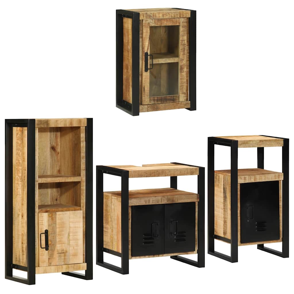vidaXL Bathroom Furniture Set 4 pcs Brown Soild Mango Wood