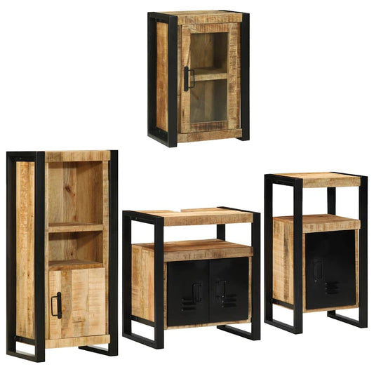 vidaXL Bathroom Furniture Set 4 pcs Brown Soild Mango Wood