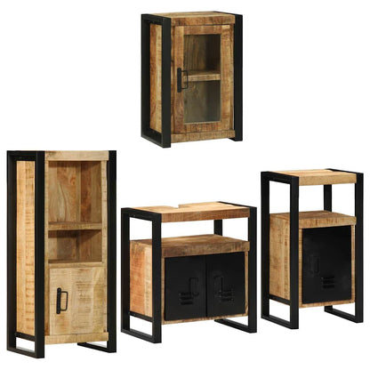 vidaXL Bathroom Furniture Set 4 pcs Brown Soild Mango Wood