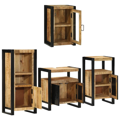 vidaXL Bathroom Furniture Set 4 pcs Brown Soild Mango Wood