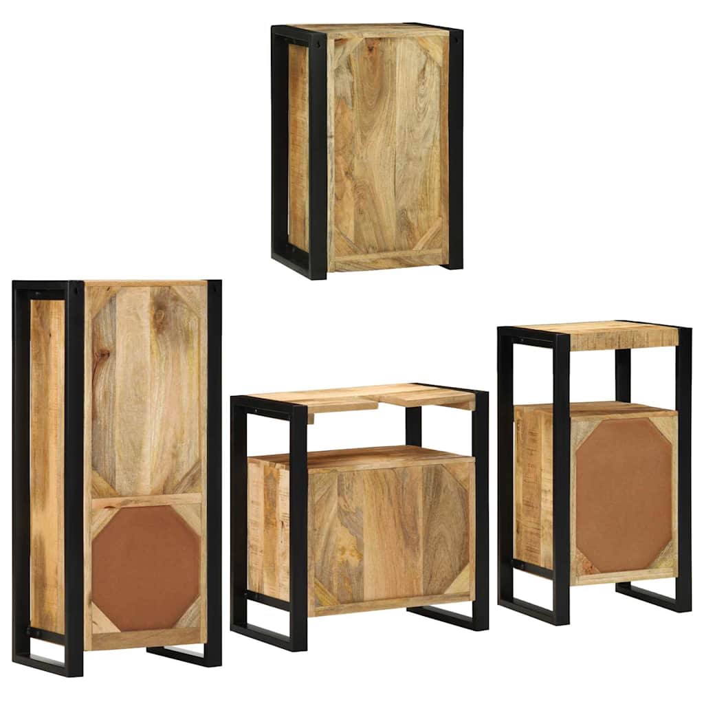 vidaXL Bathroom Furniture Set 4 pcs Brown Soild Mango Wood