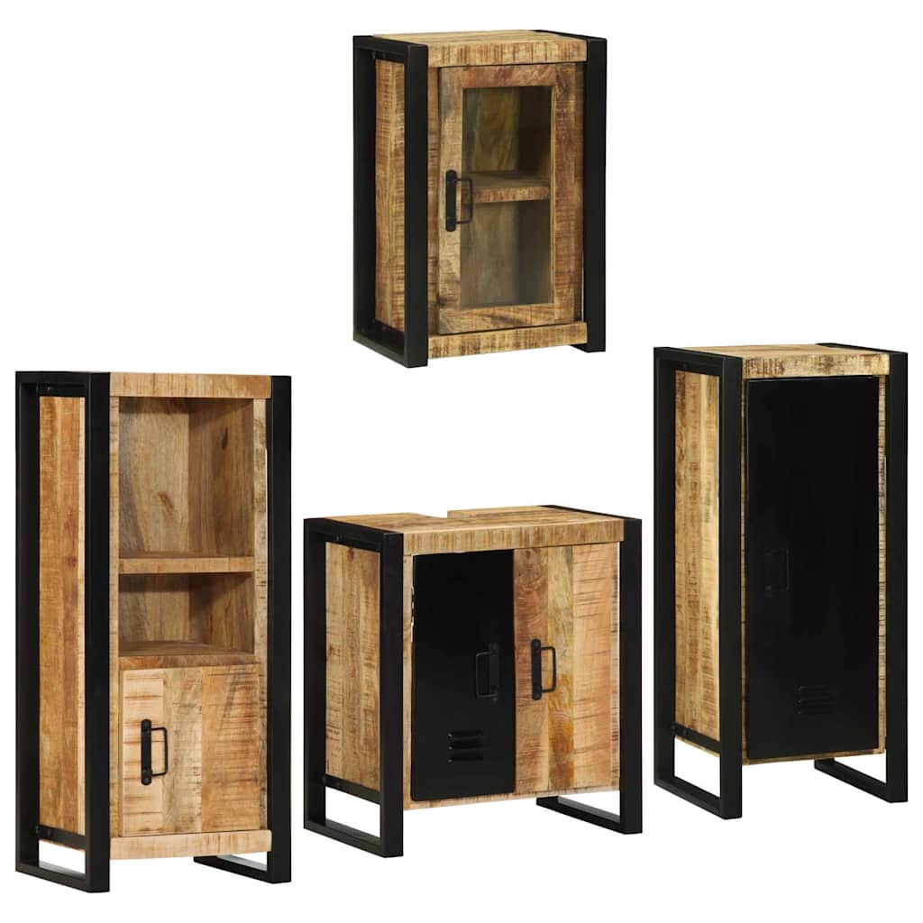 vidaXL Bathroom Furniture Set 4 pcs Brown Soild Mango Wood