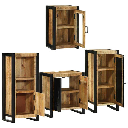 vidaXL Bathroom Furniture Set 4 pcs Brown Soild Mango Wood