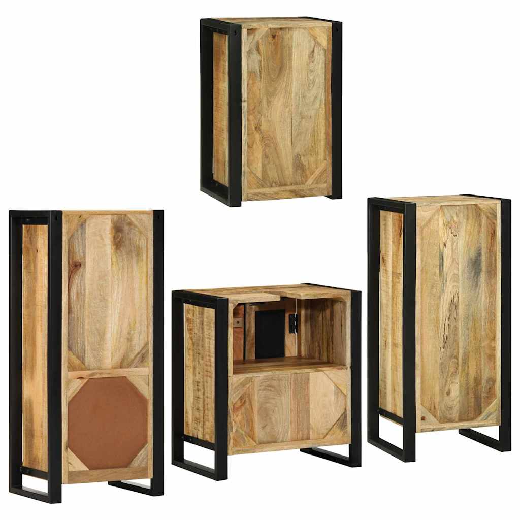 vidaXL Bathroom Furniture Set 4 pcs Brown Soild Mango Wood