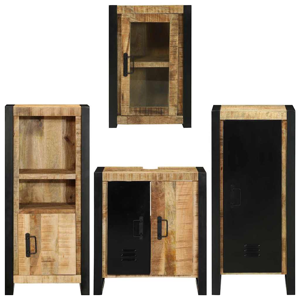 vidaXL Bathroom Furniture Set 4 pcs Brown Soild Mango Wood