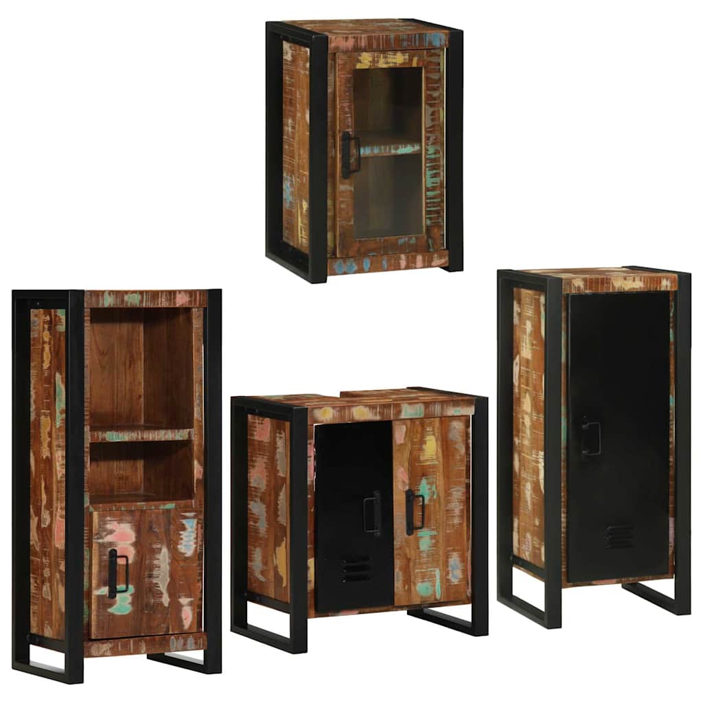 vidaXL Bathroom Furniture Set 4 pcs Multicolour Solid Reclaimed Wood