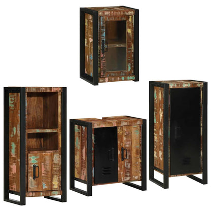vidaXL Bathroom Furniture Set 4 pcs Multicolour Solid Reclaimed Wood