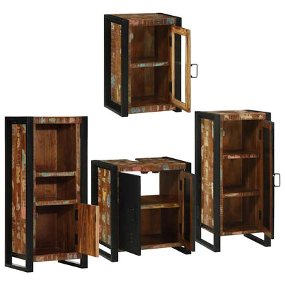 vidaXL Bathroom Furniture Set 4 pcs Multicolour Solid Reclaimed Wood