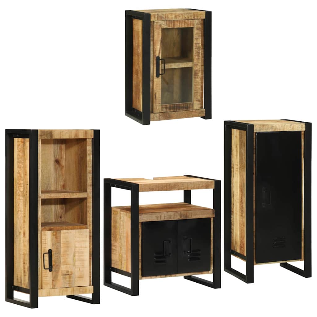 vidaXL Bathroom Furniture Set 4 pcs Brown Soild Mango Wood