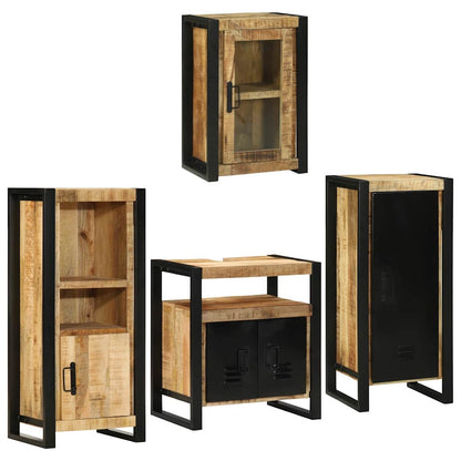 vidaXL Bathroom Furniture Set 4 pcs Brown Soild Mango Wood