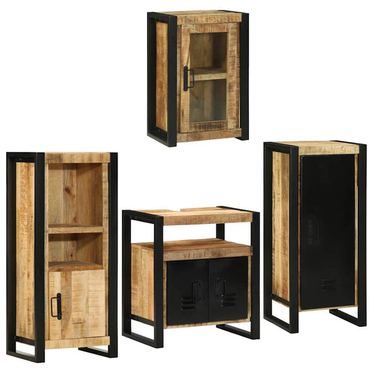 vidaXL Bathroom Furniture Set 4 pcs Brown Soild Mango Wood