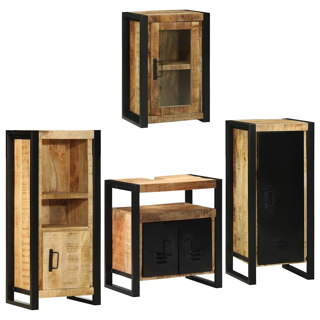 vidaXL Bathroom Furniture Set 4 pcs Brown Soild Mango Wood