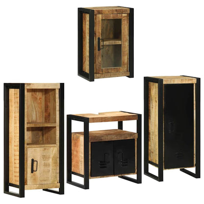 vidaXL Bathroom Furniture Set 4 pcs Brown Soild Mango Wood