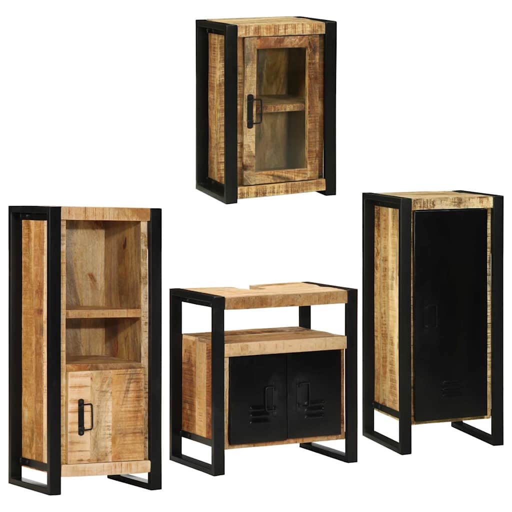 vidaXL Bathroom Furniture Set 4 pcs Brown Soild Mango Wood