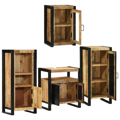 vidaXL Bathroom Furniture Set 4 pcs Brown Soild Mango Wood